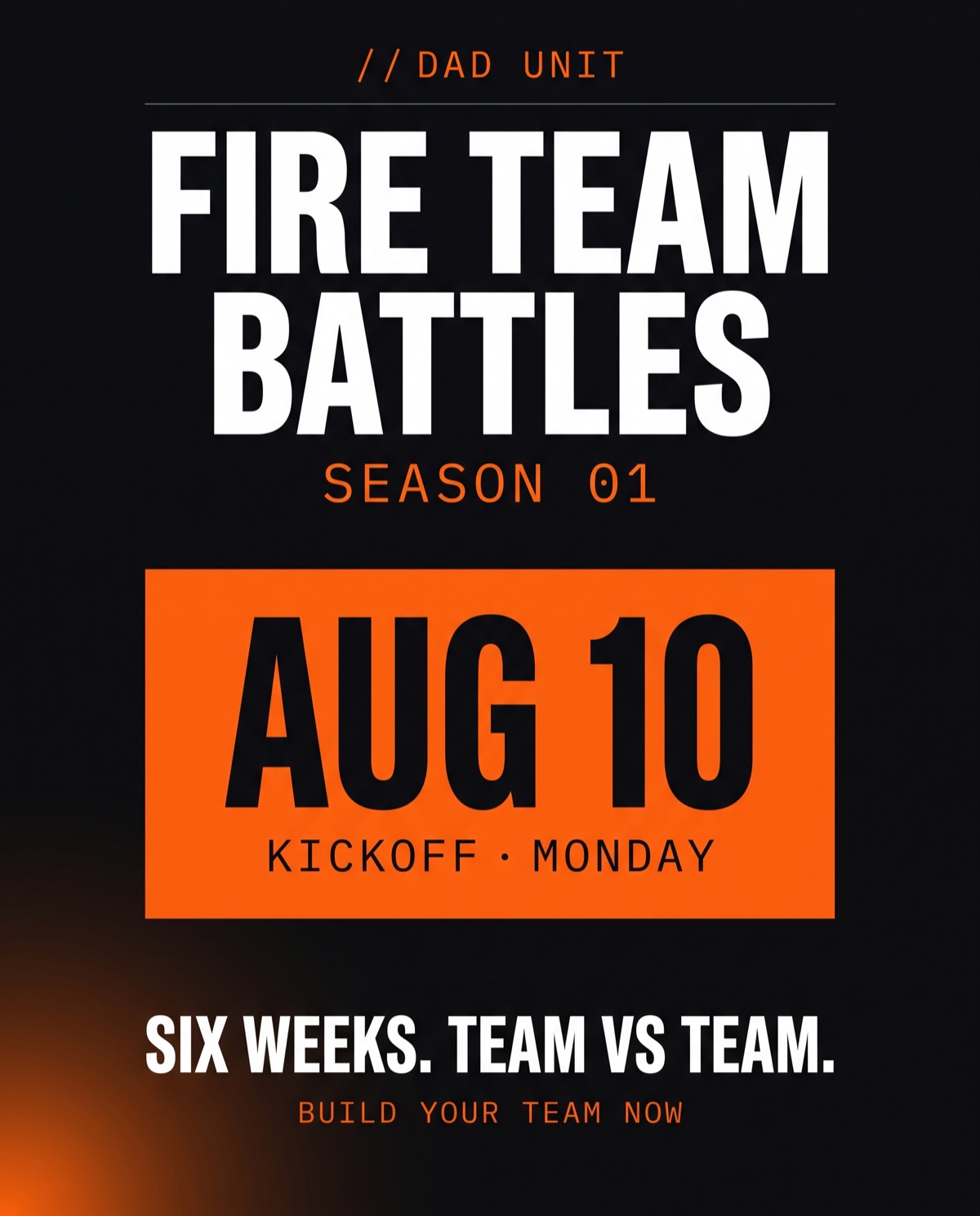 Fire Team Battles Season 1 fight card. Launches August 10.