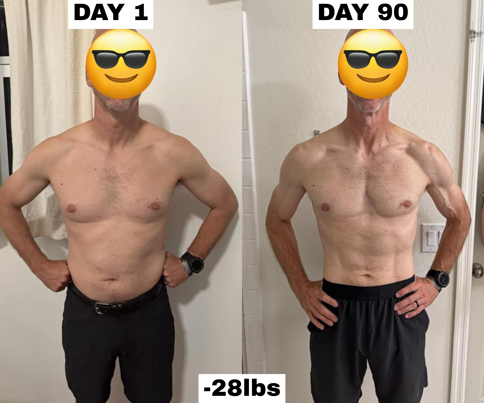 Dad transformation, down 28 pounds in 90 days