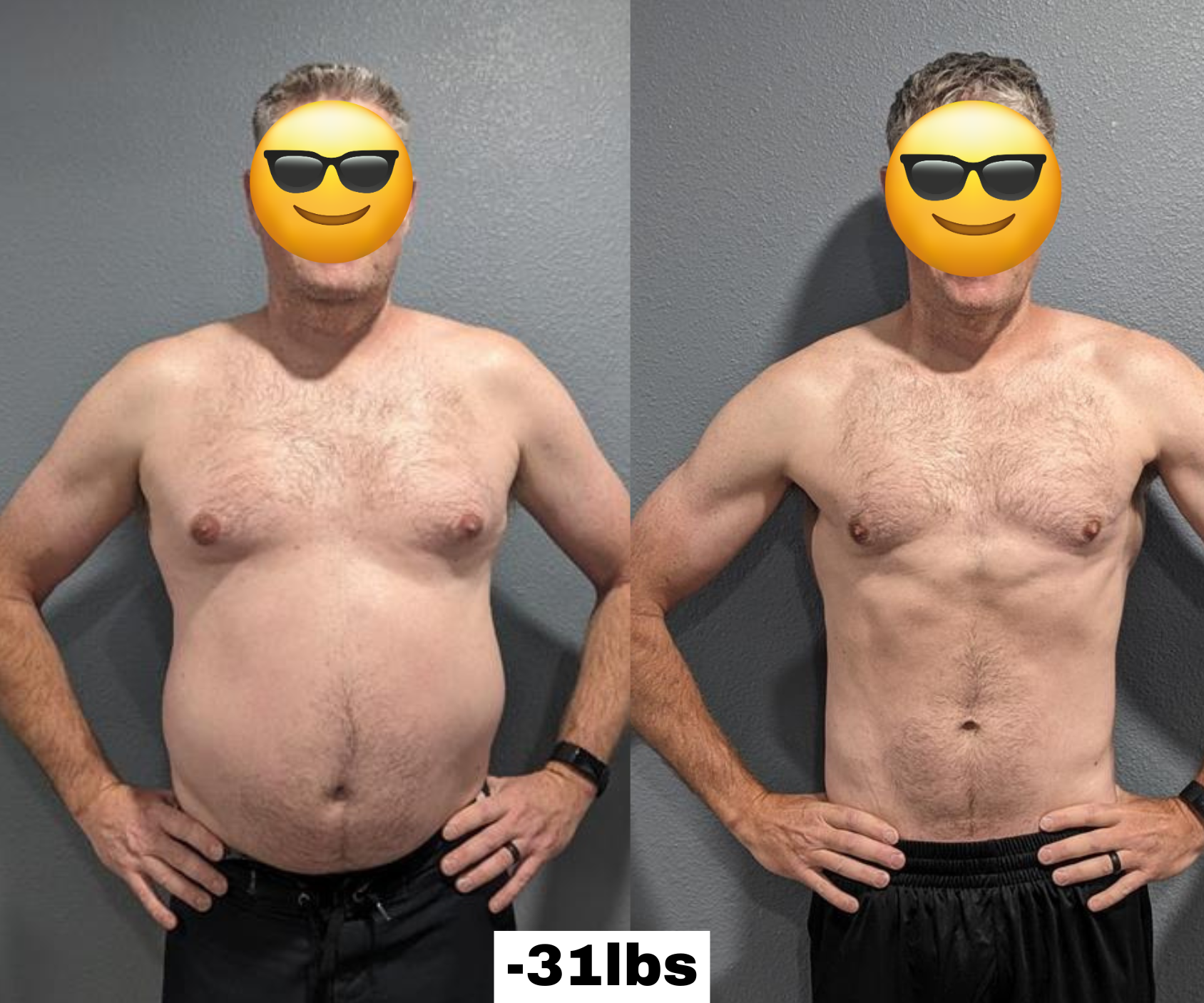 Dad Unit member before and after transformation